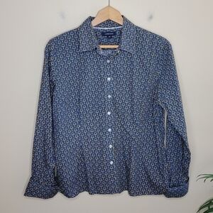 Lands' End | Petite Equestrian Horse Bit Print Button Down Shirt Size 16P